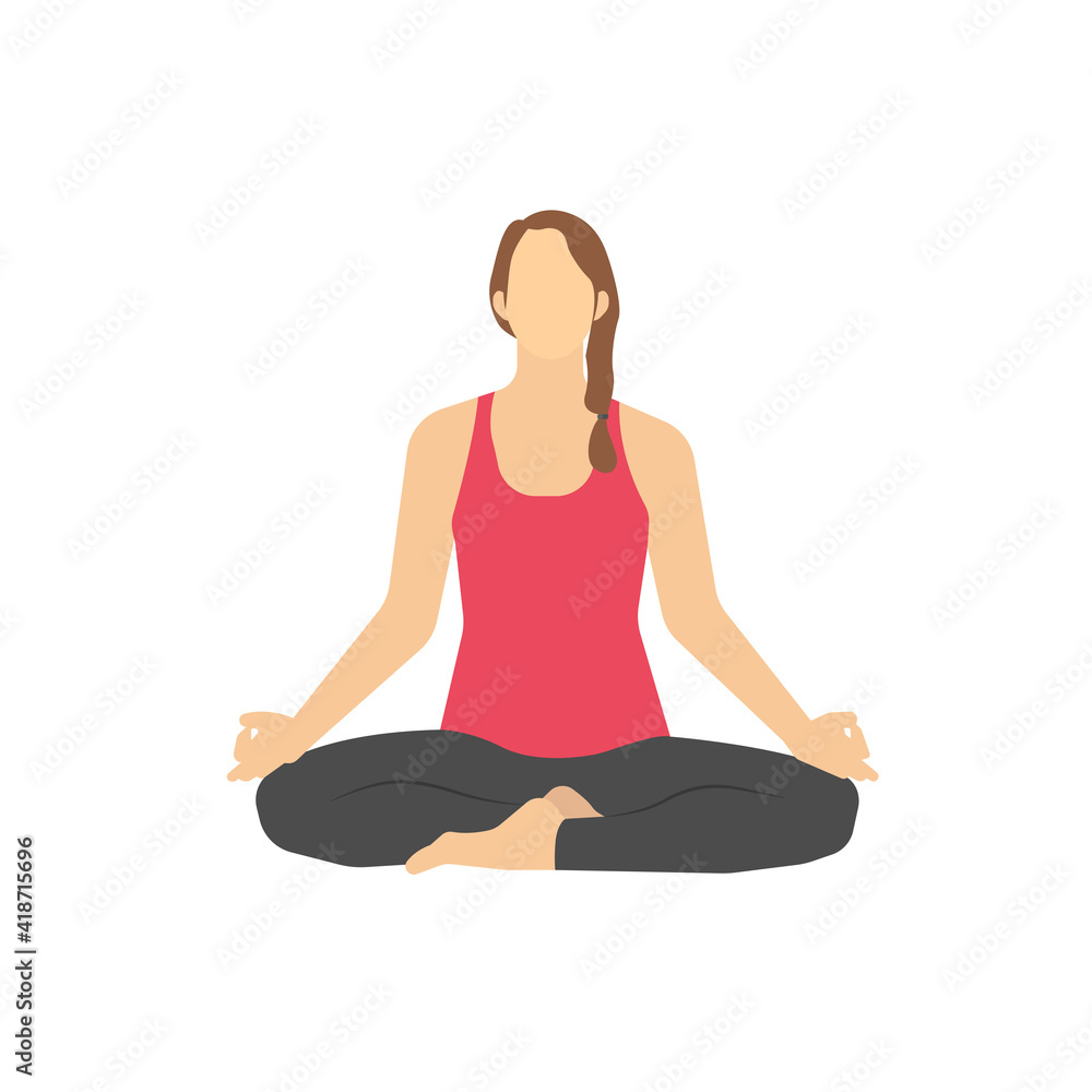 Flat character woman meditation vector graphics Flat character woman meditation vector graphics