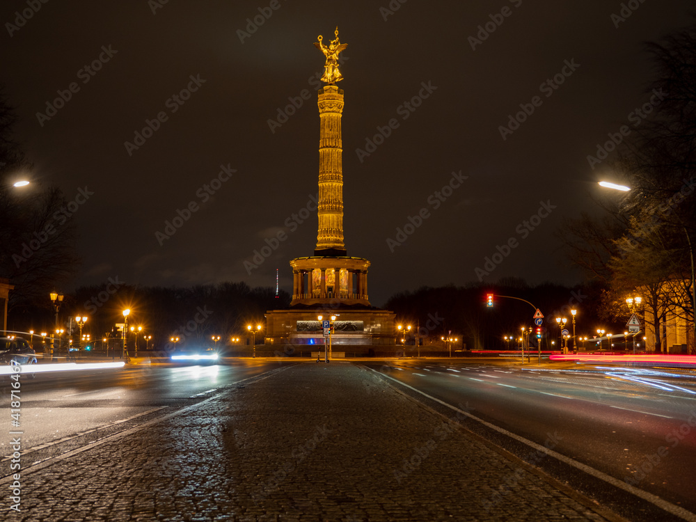Victory column at night Berlin, Germany 