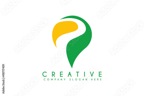 abstract path or river logo design vector illustration photo