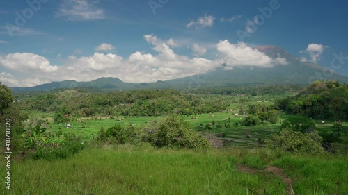 Wallpaper Mural Volcano Agung or Gunung Agung the highest mountain height 3,031 meters above sea, located in the district of Karangasem and surrounded by picturesque rice terraces Bali, Indonesia. 4K UHD Video clip. Torontodigital.ca