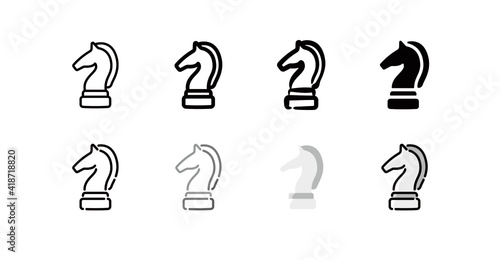 Chess Icon Set (8 different style vector icon set)