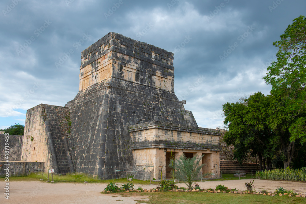 Juego de Pelota Ball Court at Chichen Itza archaeological site in Yucatan, Mexico. Chichen Itza is a UNESCO World Heritage Site.