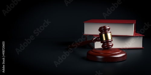 wooden judge gavel and soundboard with copy space - 3d render