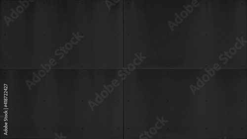 Black anthracite grunge dark wall with rivets, fiberglass concrete skin cement facade panels texture background