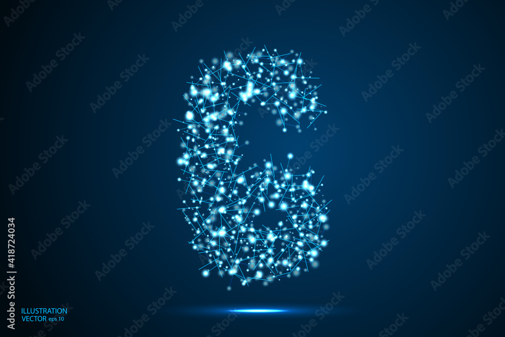 Abstract number six, figure 6, consisting of triangles, circles, spots of decay, stars. Vector eps 10. Abstract number six, figure 6, consisting of triangles, circles, spots of decay, stars. Vector eps 10.