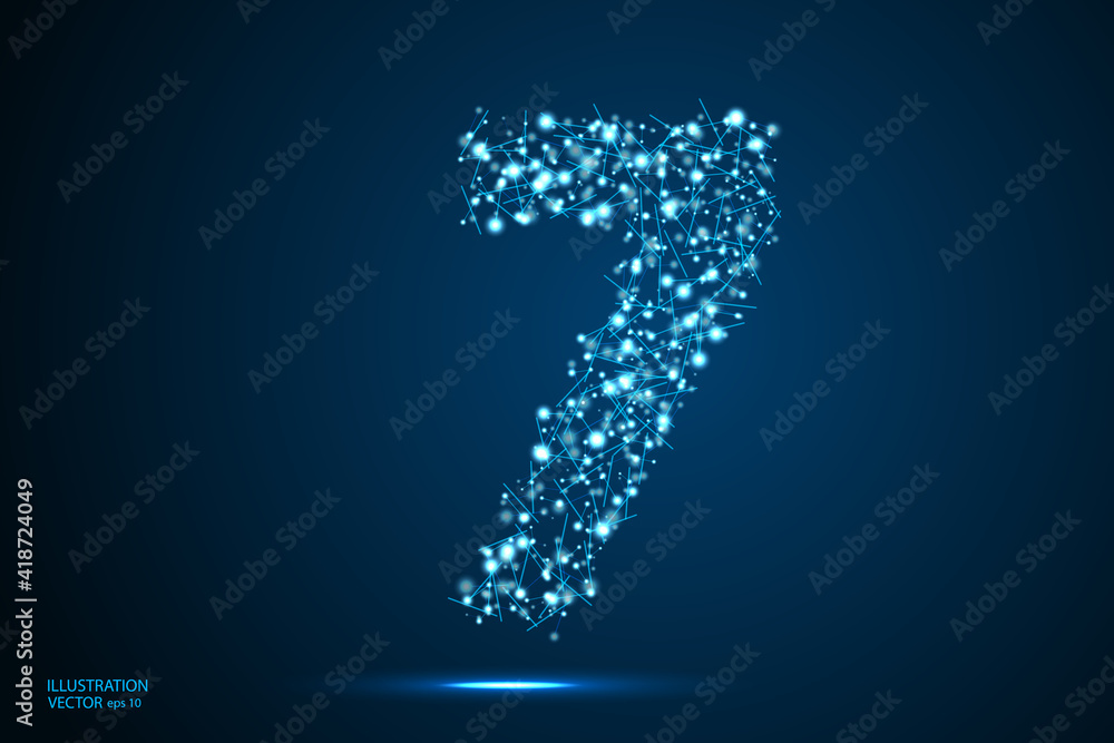 Abstract number seven, figure 7, consisting of triangles, circles, spots of decay, stars. Vector eps 10. Abstract number seven, figure 7, consisting of triangles, circles, spots of decay, stars. Vector eps 10.