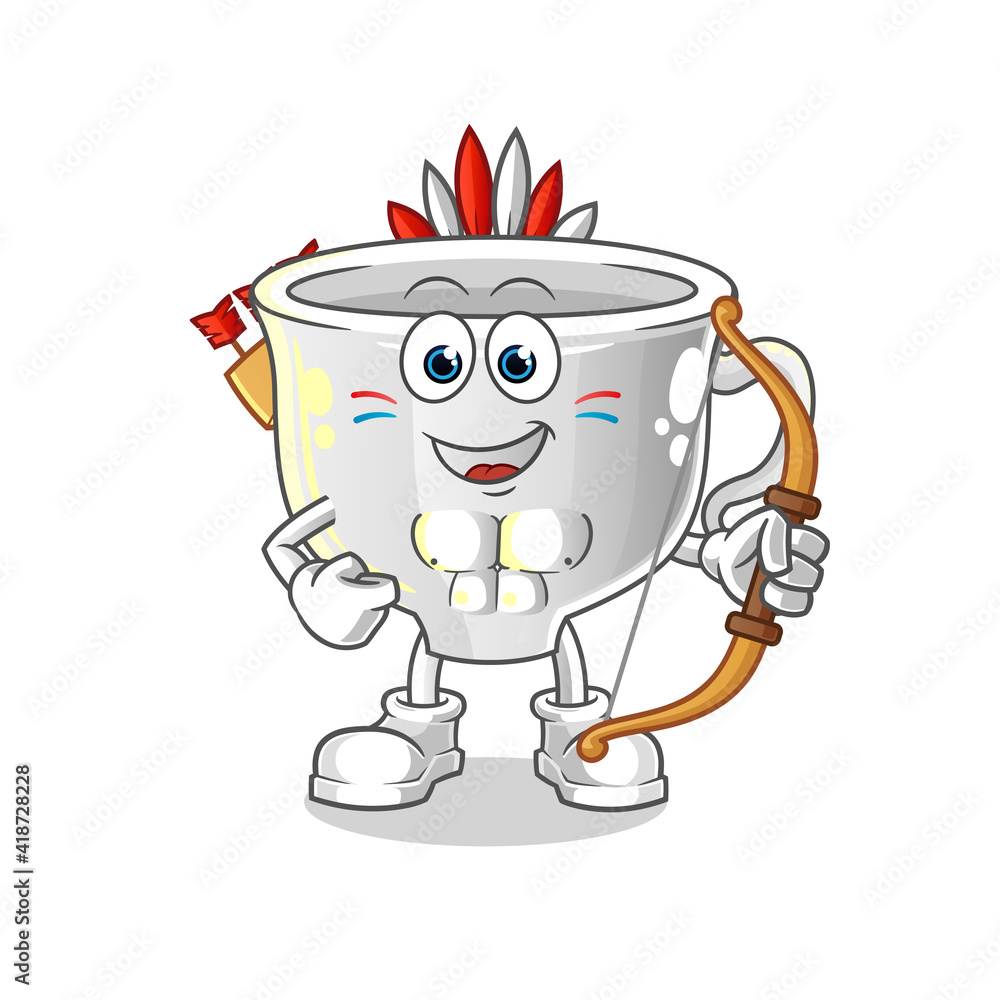 Obraz premium cup native american tribe character. cartoon mascot vector