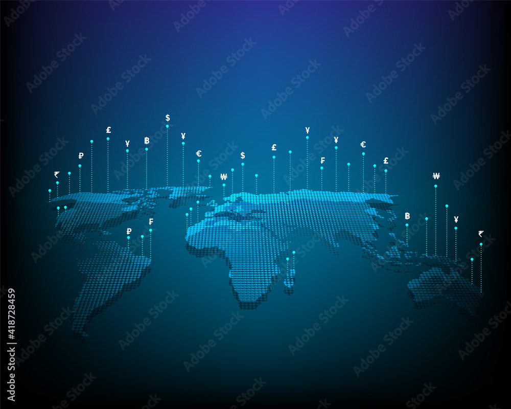 Fototapeta premium Global high speed currency exchange