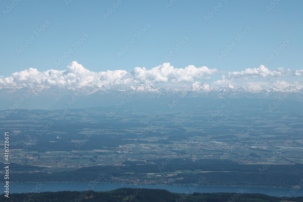 Lake Biel in the Swiss canton of Bern, view from Chasseral mountain. Switzerland