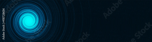 Panorama Digital Spiral Background,Hi-tech Digital and sound wave Concept design,Free Space For text in put,Vector illustration.