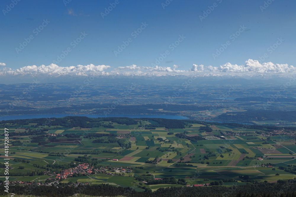 Lake Biel in the Swiss canton of Bern, view from Chasseral mountain. Switzerland