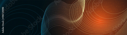 Panorama Virtual Waving Technology Background,Hi-tech Digital and sound wave Concept design,Free Space For text in put,Vector illustration.