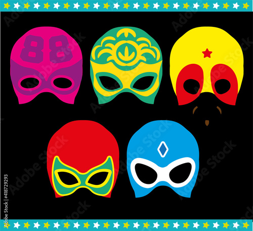 Mexican Lucha Libre Wrestling Masks. Luchador s Baby Shower Masks.Vector Illustration. photo