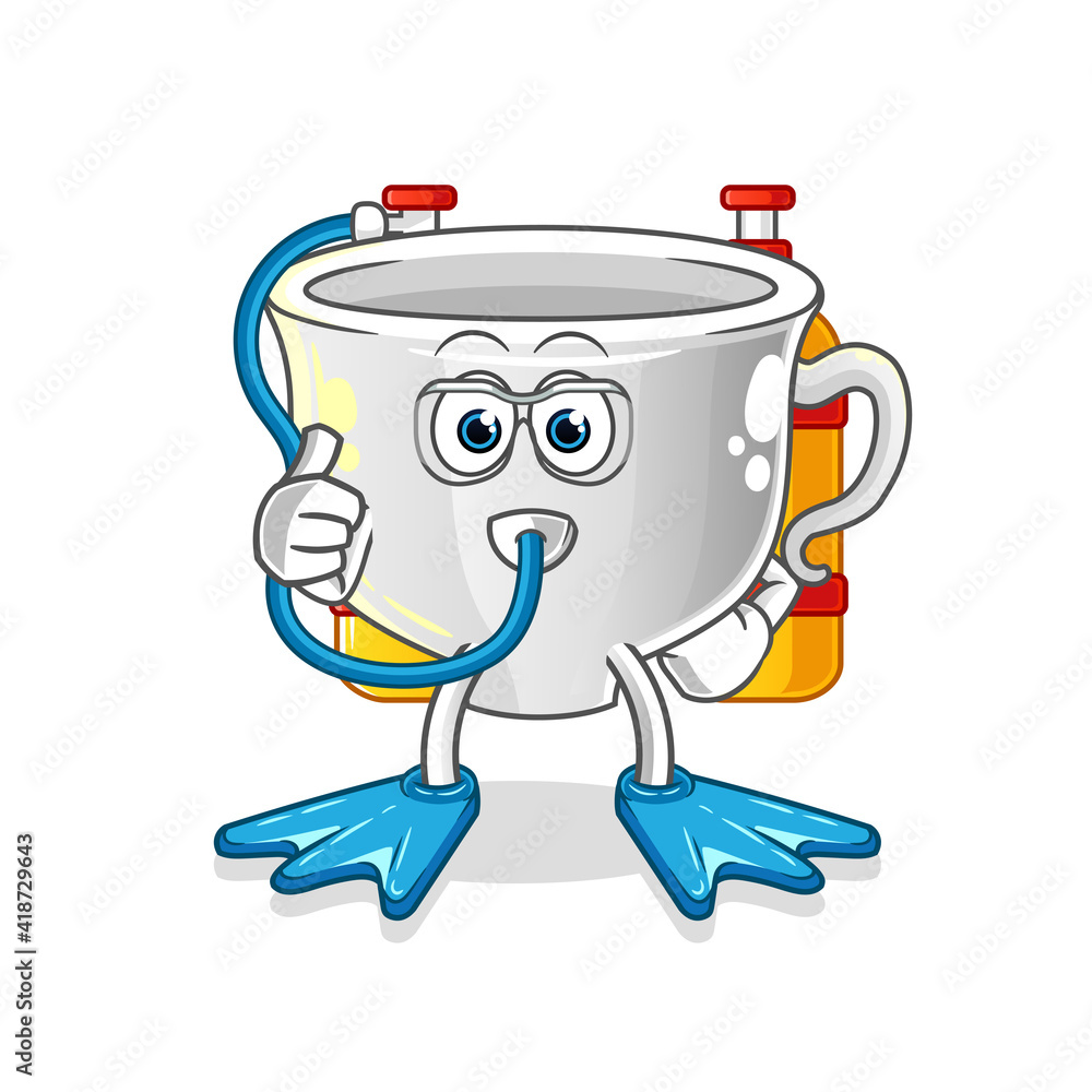 Obraz premium cup divers mascot. cartoon vector
