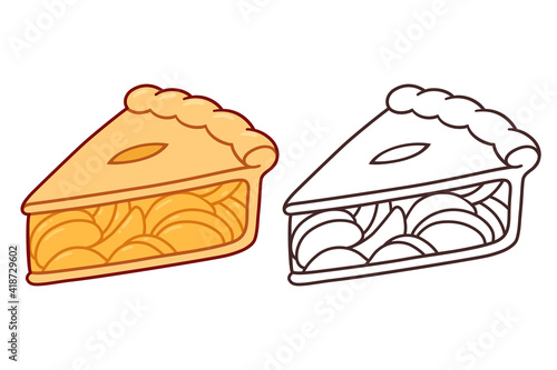 Cartoon apple pie slice drawing