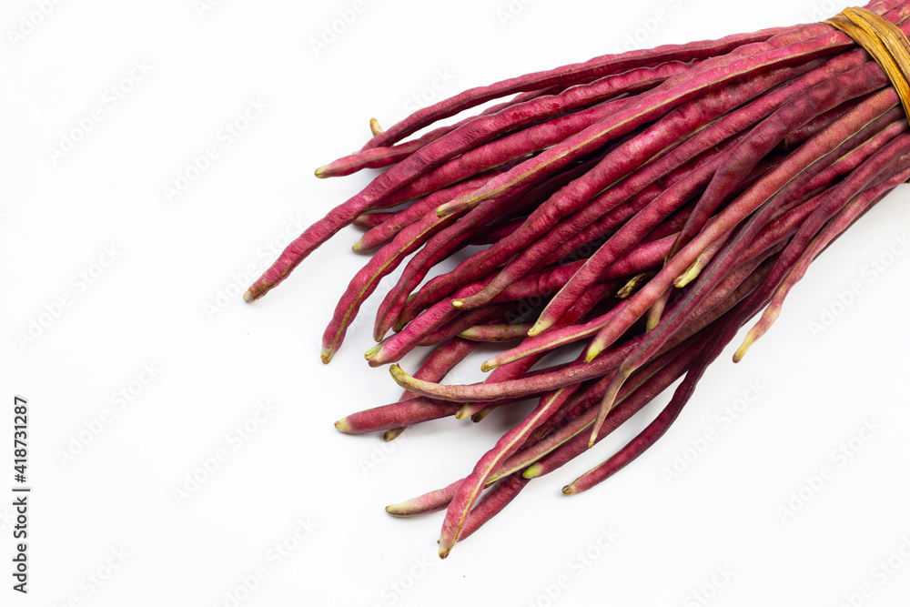 Red yardlong beans isolated on white background