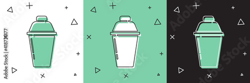 Set Cocktail shaker icon isolated on white and green, black background. Vector.