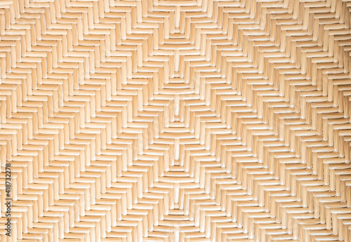 Bamboo or rattern weaving pattern texture background. A part of brown natural bamboo wood basket woven. Can use for decor, wallpaper and design