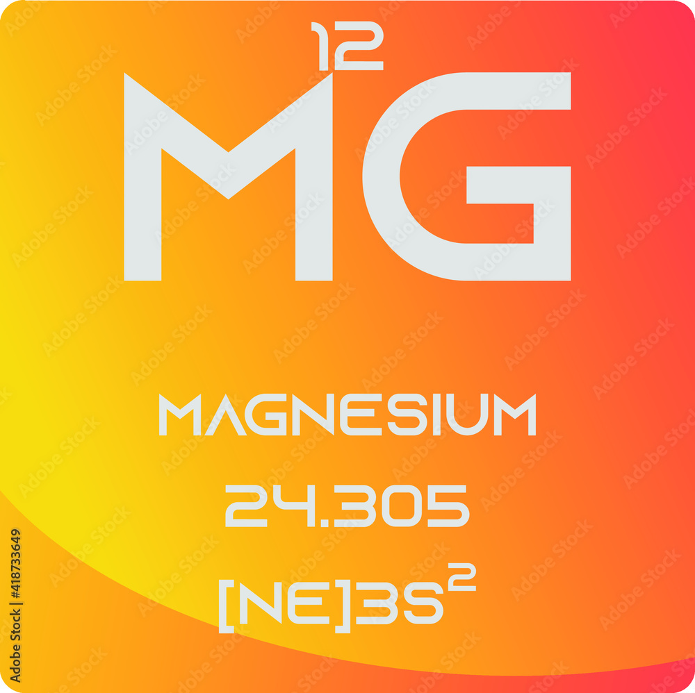 Magnesium Mg Alkaline earth metal Chemical Element vector illustration ...