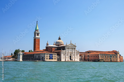 Venice, Italy. View of the Basilica of San Giorgio Maggiore on the island of St. George on a sunny summer day.