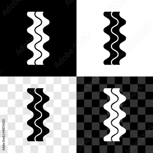 Glowing neon Bacon stripe icon isolated on black background. Vector.