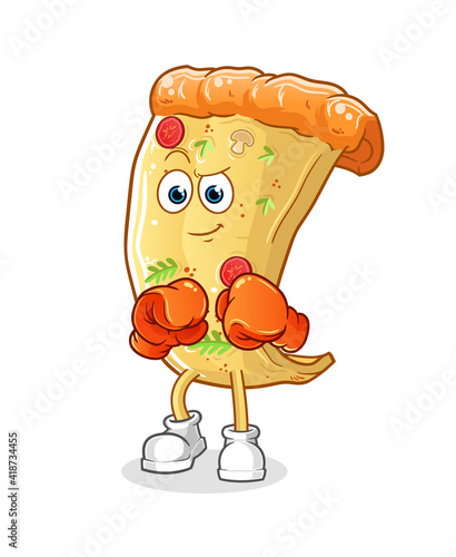 pizza boxer character. cartoon mascot vector
