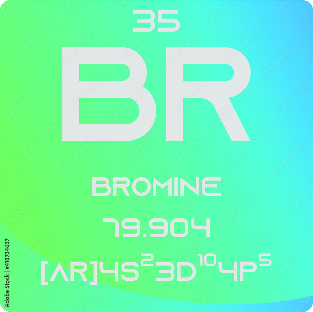 Bromine Br Halogen Chemical Element vector illustration diagram, with