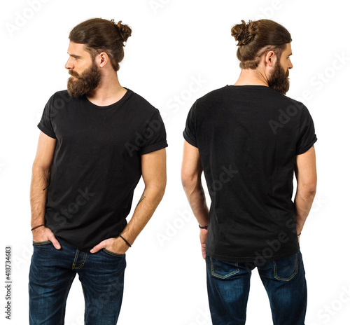 Bearded man with blank black shirt