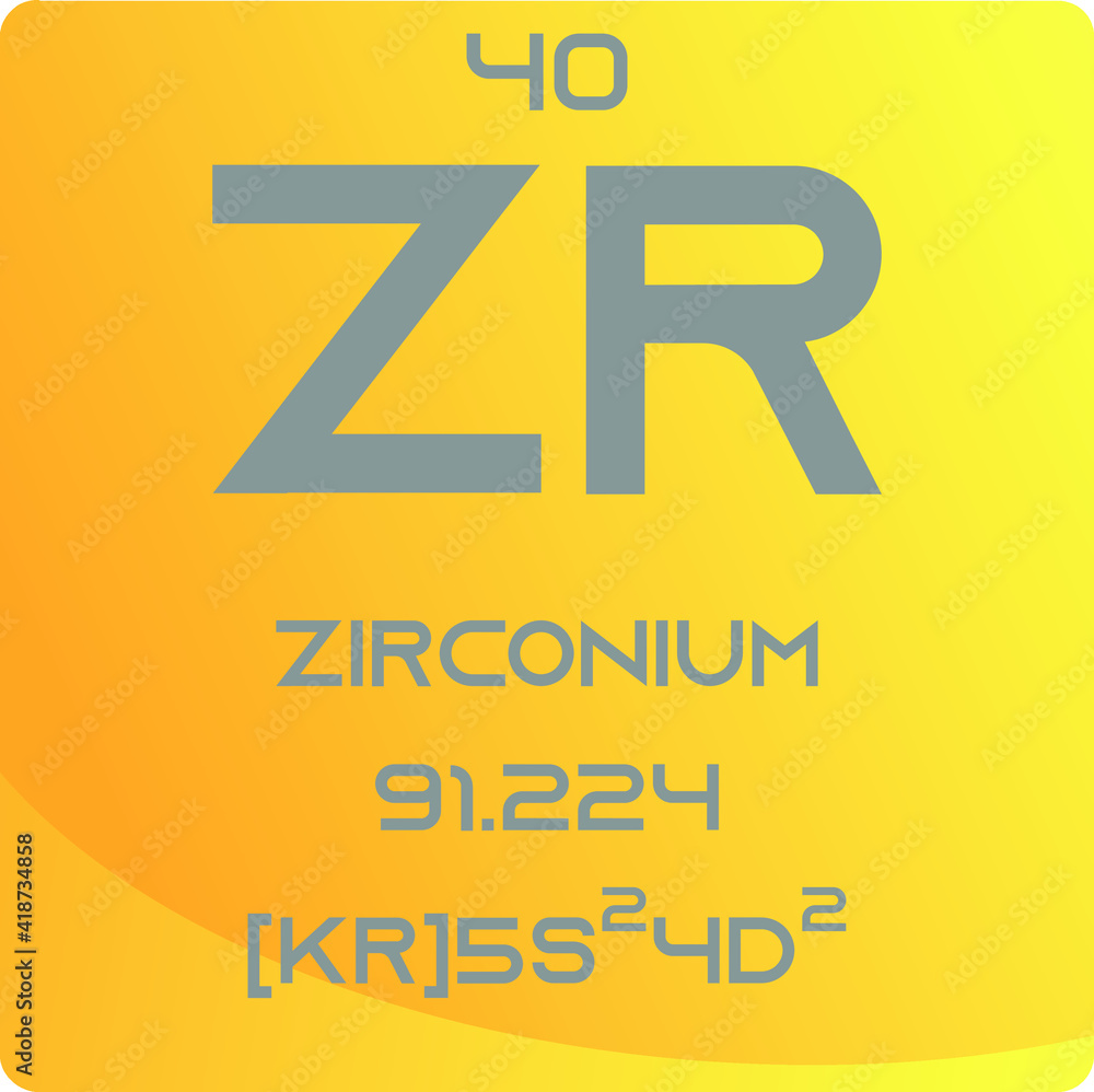 Zirconium Zr Transition metal Chemical Element vector illustration