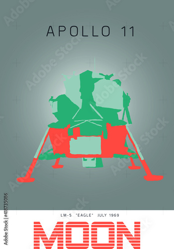 Vector print design on the theme of Apollo 11.