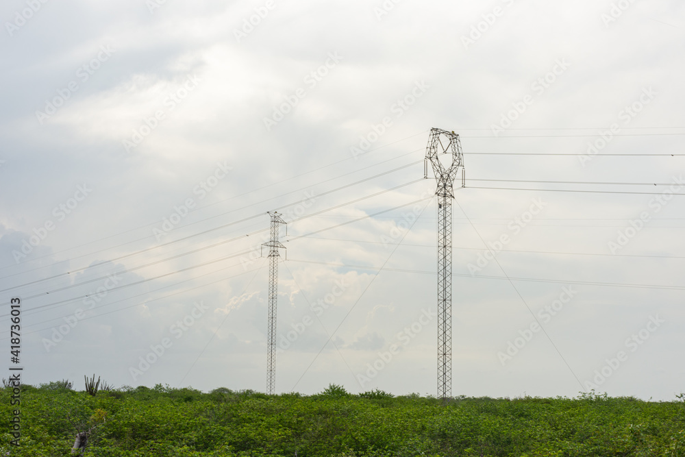 Obraz premium Rede aérea de transporte de energia
