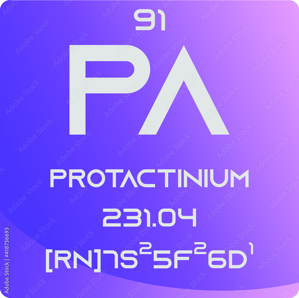 Protactinium Pa Actinoid Chemical Element vector illustration diagram ...