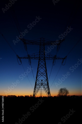 power lines in the sunset