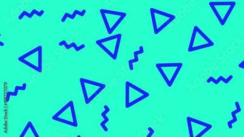 Trendy colorful fun shapes and pattern on seamless loop