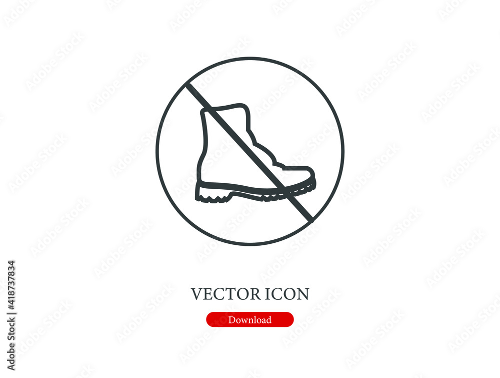 No combat boot vector icon. Editable stroke. Linear style sign for use on web design and mobile apps, logo. Symbol illustration. Pixel vector graphics - Vector No combat boot vector icon. Editable stroke. Linear style sign for use on web design and mobile apps, logo. Symbol illustration. Pixel vector graphics - Vector