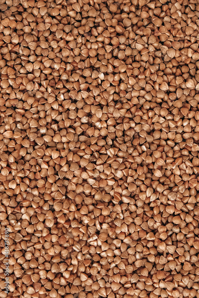 Buckwheat as a background texture. Top view. Copy, empty space for text Buckwheat as a background texture. Top view. Copy, empty space for text