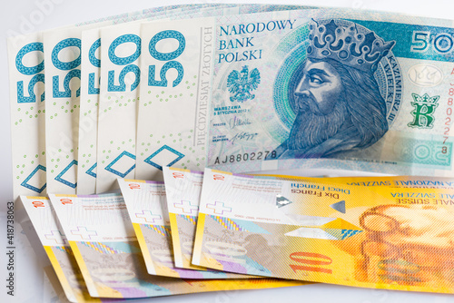Banknoty w polskich złotych i frankach szwajcarskich