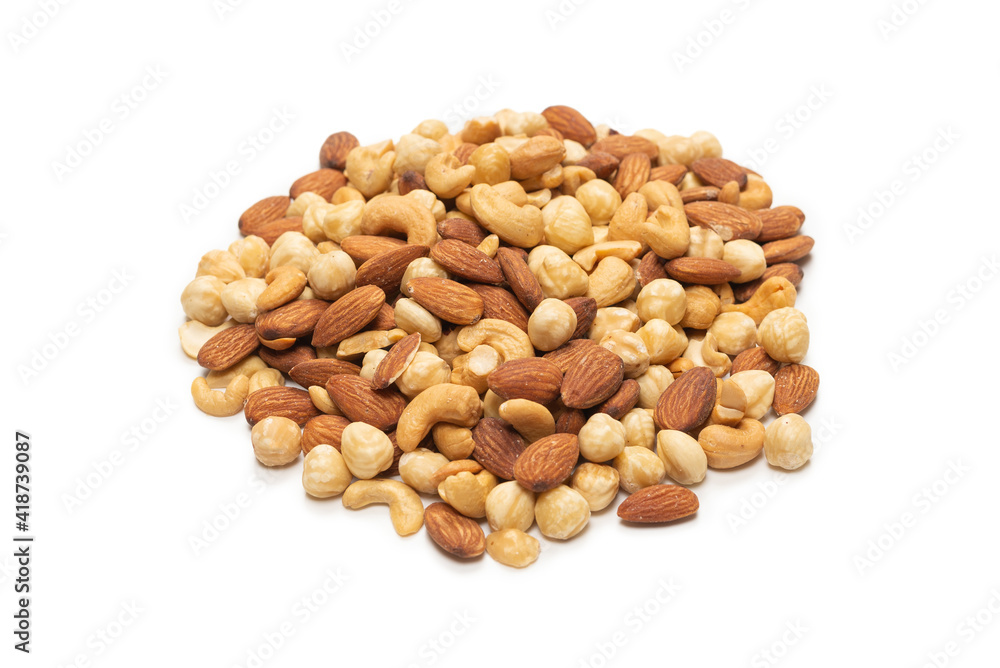 Mix of nuts isolated on white background. Top view. Mix of nuts isolated on white background. Top view.
