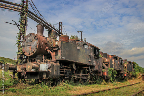 Old and rust steam abandoned classic train