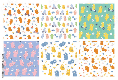pattern set of cute bears