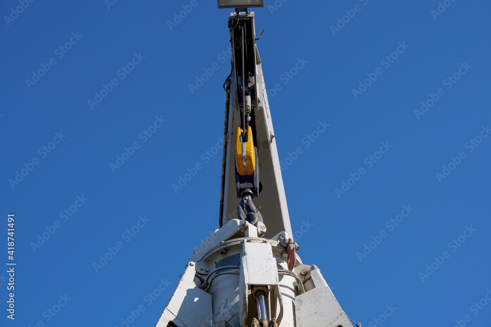 Crane in an industrial port on the Danube in Bavaria photographed Crane in an industrial port on the Danube in Bavaria photographed