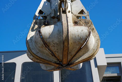 Crane in an industrial port on the Danube in Bavaria photographed 