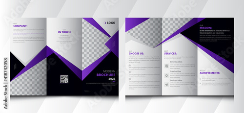 Tri-Fold Brochure Template. Marketing Brochure. Corporate Agency Three Fold  Flyer, Poster, Brochure
