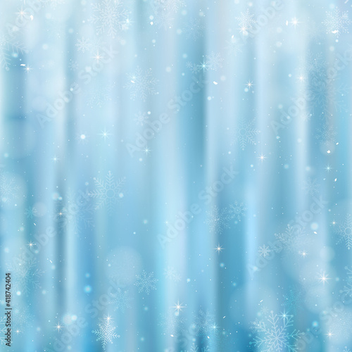 Abstract Christmas background with snowflakes. Blue Elegant Winter background © DesignToonsy