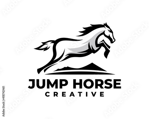 Horse Jump Creative Logo Illustration