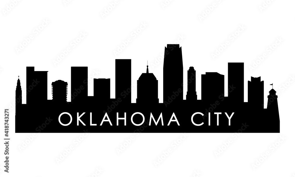 Oklahoma City skyline silhouette. Black Oklahoma City city design isolated on white background.