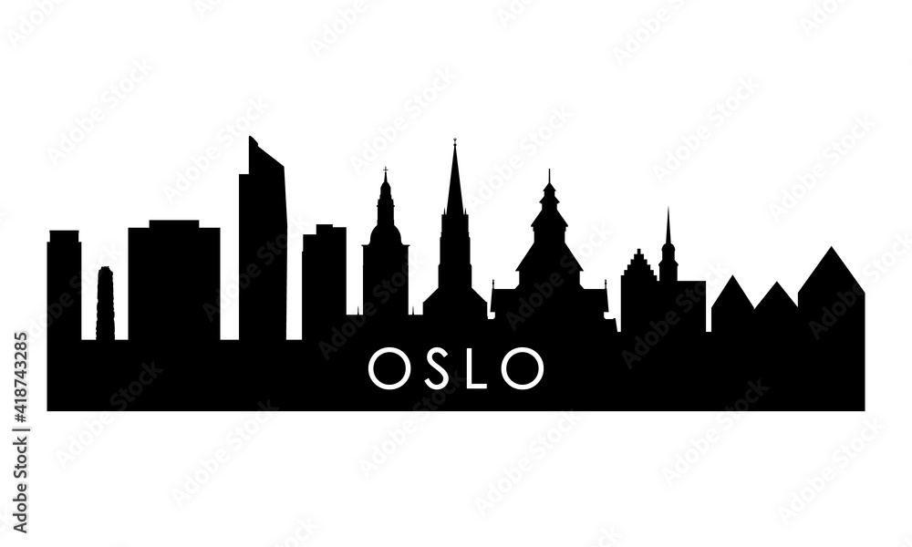 Oslo skyline silhouette. Black Oslo city design isolated on white background.