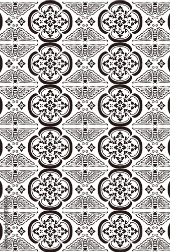 平安有職文様_御簾帽額（みすのもこう）01_壁紙・白黒