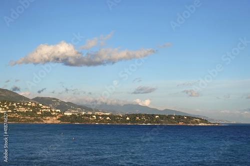 view of the city or Roquebrune from the sea