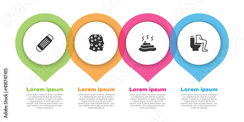 Set Medical protective mask, Psoriasis or eczema rash, Shit and Constipation. Business infographic template. Vector.